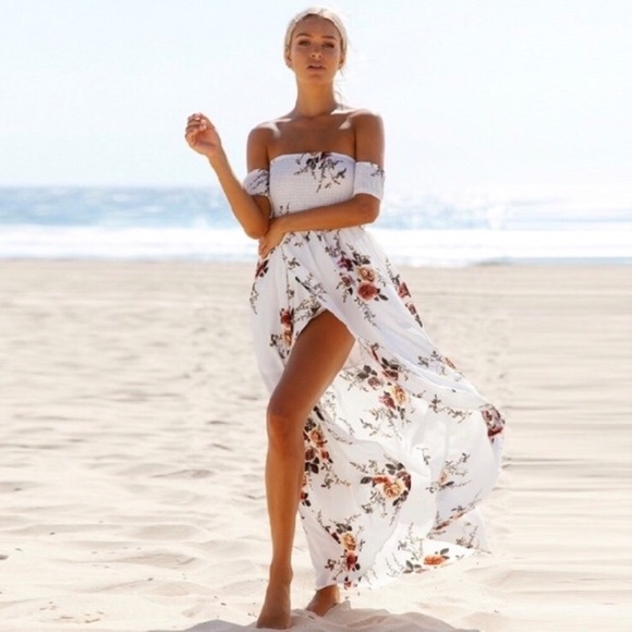 Off Shoulder Faux Wrap Floral Dress - Picture 6 of 8